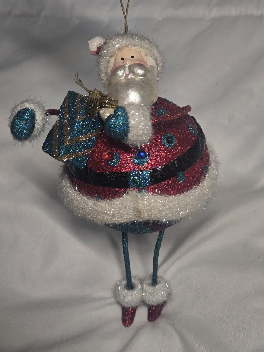 Vtg Dept 56 Santa Christmas Ornaments Holiday Decor Blue Ornament